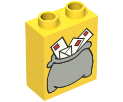 Duplo, Brick 1 x 2 x 2 with Mail Bag Large Pattern