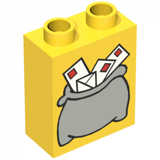 Duplo, Brick 1 x 2 x 2 with Mail Bag Large Pattern