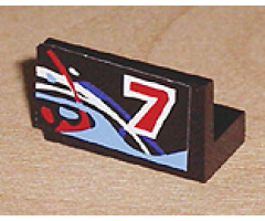 Panel 1 x 2 x 1 with Number 7 on Right and Blue, White and Red Swirls Pattern (Sticker) - Set 8223
