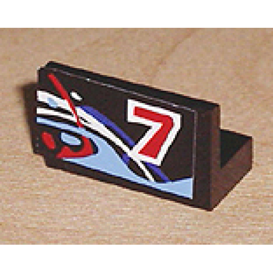 Panel 1 x 2 x 1 with Number 7 on Right and Blue, White and Red Swirls Pattern (Sticker) - Set 8223