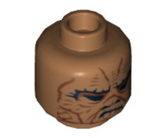Minifigure, Head Alien with SW Weequay Guard Pattern - Hollow Stud