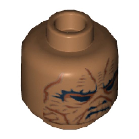 Minifigure, Head Alien with SW Weequay Guard Pattern - Hollow Stud