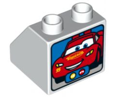 Duplo, Brick 2 x 2 Slope 45 with Video Call Screen and Lightning McQueen Pattern