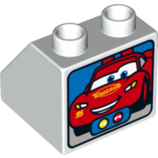 Duplo, Brick 2 x 2 Slope 45 with Video Call Screen and Lightning McQueen Pattern