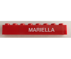 Brick 1 x 8 with White 'MARIELLA' Pattern Right (Sticker) - Set 1655