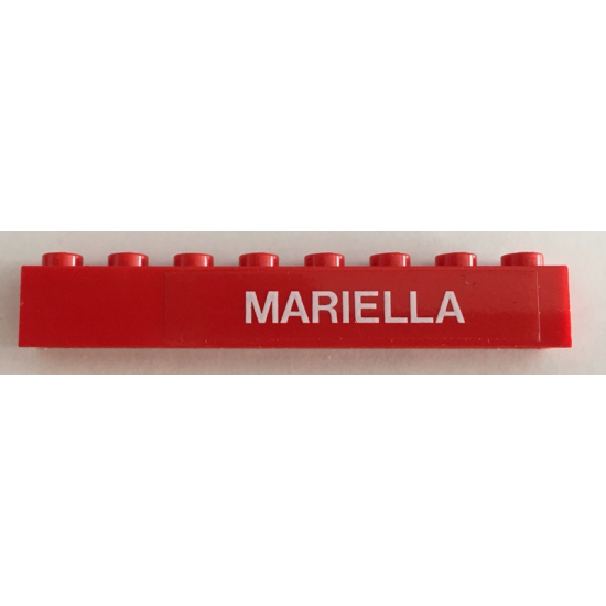 Brick 1 x 8 with White 'MARIELLA' Pattern Right (Sticker) - Set 1655