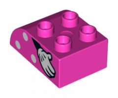 Duplo, Brick 2 x 3 with Curved Top with White Polka Dots and Right Minnie Mouse Hand Pattern