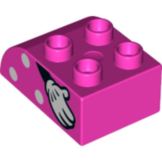 Duplo, Brick 2 x 3 with Curved Top with White Polka Dots and Right Minnie Mouse Hand Pattern