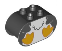 Duplo, Brick 2 x 4 x 2 Rounded Ends with Penguin Flippers and Legs Pattern