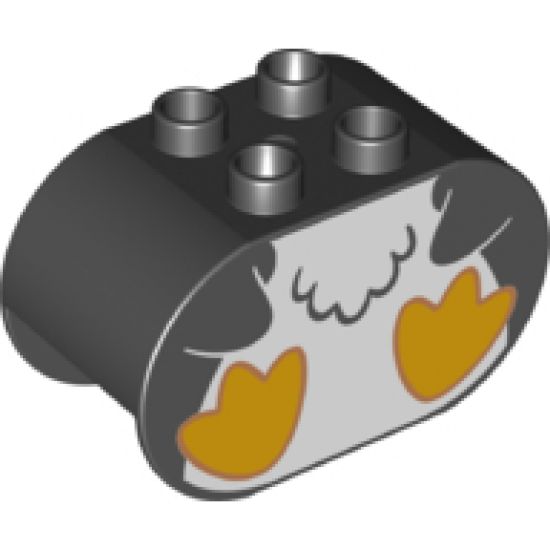 Duplo, Brick 2 x 4 x 2 Rounded Ends with Penguin Flippers and Legs Pattern