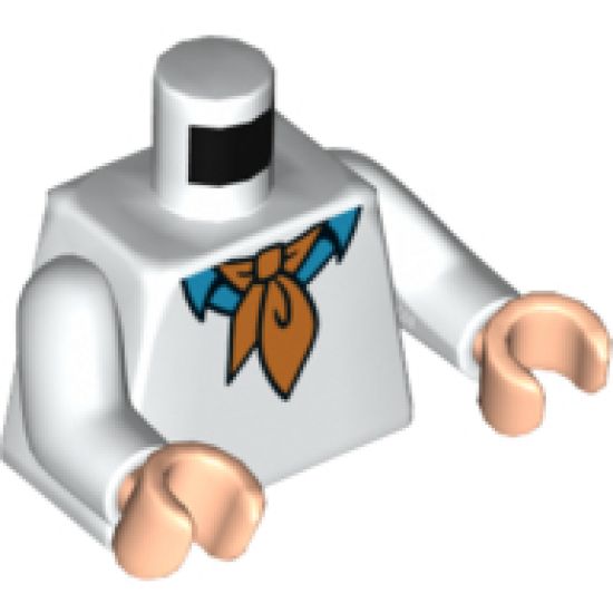 Torso Sweater with Dark Azure Shirt with Collar and Orange Ascot Tie Pattern (Fred) / White Arms / Light Nougat Hands