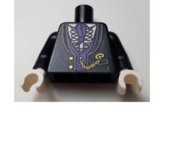 Torso Jacket Formal with White Shirt with Frills, Dark Purple Vest and Cravat, Gold Watch Chain Pattern / Black Arms / White Hands