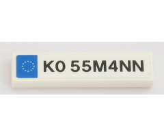 Tile 1 x 4 with 'K0 55M4NN' License Plate Pattern (Sticker) - Set 42043