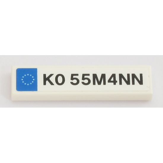 Tile 1 x 4 with 'K0 55M4NN' License Plate Pattern (Sticker) - Set 42043