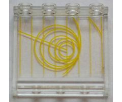 Panel 1 x 4 x 3 with Side Supports - Hollow Studs with Yellow Radar Circles and Lines Pattern (Sticker) - Set 7879