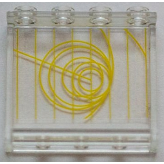 Panel 1 x 4 x 3 with Side Supports - Hollow Studs with Yellow Radar Circles and Lines Pattern (Sticker) - Set 7879