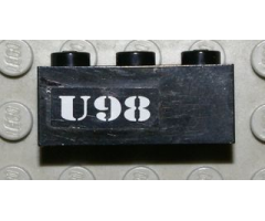 Brick 1 x 3 with White `U98' Pattern (Sticker) - Set 7783