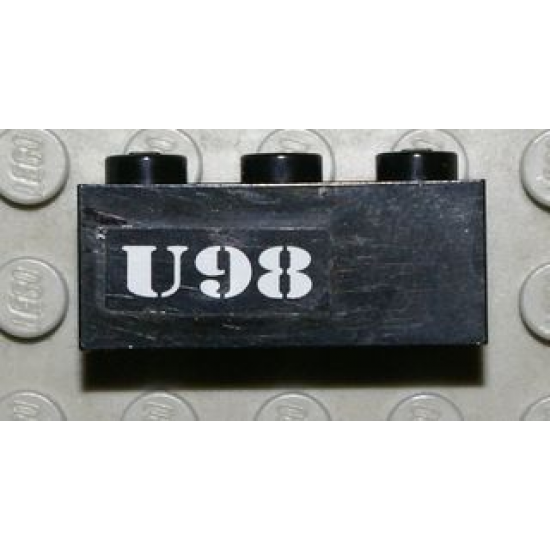 Brick 1 x 3 with White `U98' Pattern (Sticker) - Set 7783