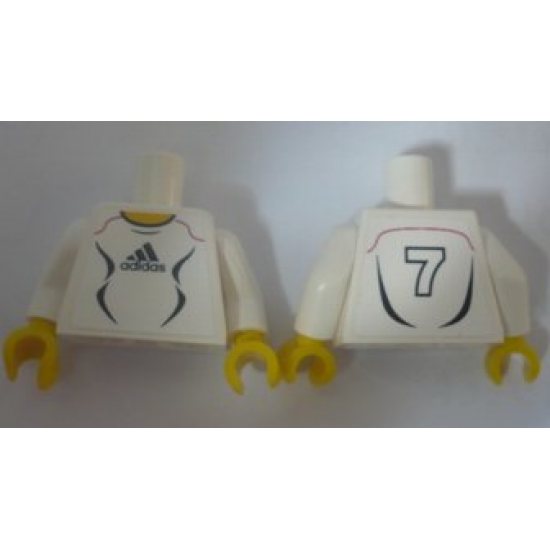 Torso Soccer Adidas Logo, White and Black No. 7 Pattern (Stickers) / White Arms / Yellow Hands