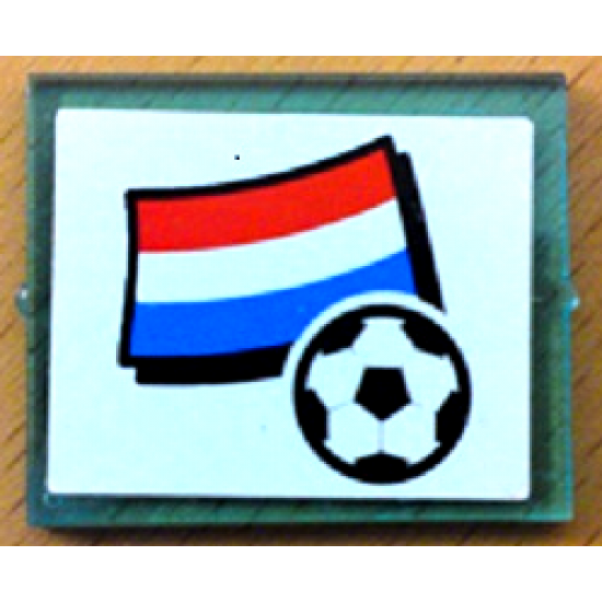 Glass for Window 1 x 4 x 3 with Flag of Netherlands and Soccer Ball on White Background Pattern (Sticker) - Set 3405