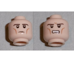 Minifigure, Head Dual Sided LotR Legolas Calm / Grimacing Pattern - Blocked open Stud