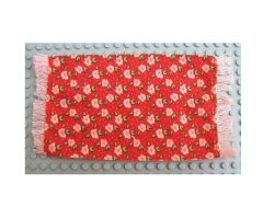 Scala Cloth Rug with Light Salmon Flowers and Green Leaves Pattern