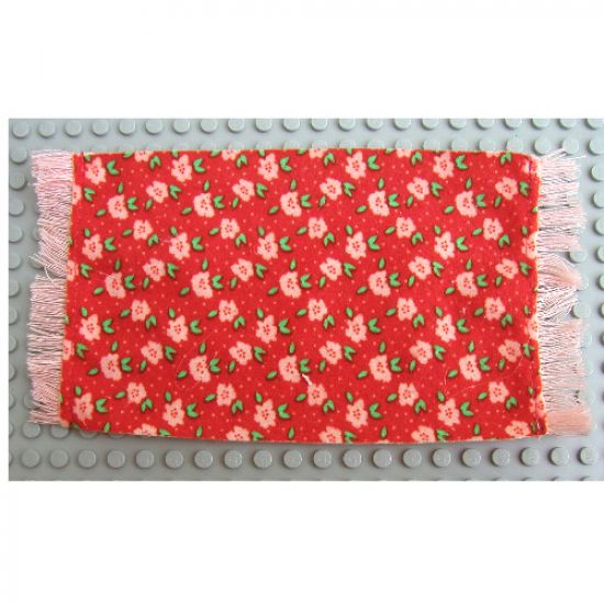Scala Cloth Rug with Light Salmon Flowers and Green Leaves Pattern