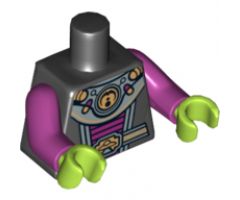 Torso Alien Female Shoulder Armor and Belt with UFO Pattern / Magenta Arms / Lime Hands