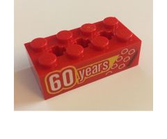 Technic, Brick 2 x 4 with 3 Axle Holes with '60 years' Pattern