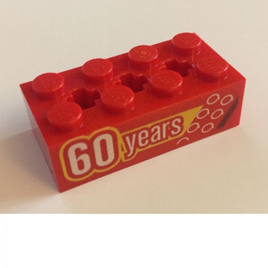 Technic, Brick 2 x 4 with 3 Axle Holes with '60 years' Pattern