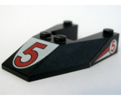 Wedge 6 x 4 Cutout without Stud Notches with Red Number 5 Print & Red '5' Pattern on Both Sides (Stickers) - Set 6334