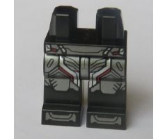 Hips and Legs with Pearl Dark Gray Armor Plates with Silver and Dark Red Highlights Pattern