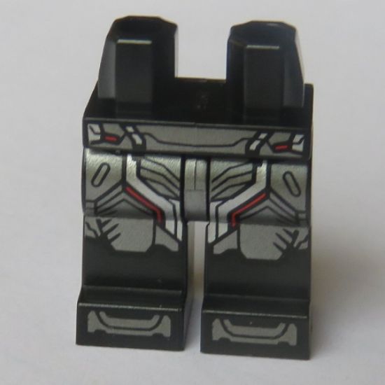 Hips and Legs with Pearl Dark Gray Armor Plates with Silver and Dark Red Highlights Pattern