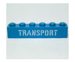 Brick 1 x 6 with White 'TRANSPORT' Stencil Pattern