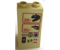 Slope 75 2 x 2 x 3 - Hollow Studs with Black Dinosaur Heads on Computer Screens, Lime Switches and Multiple Gauges Pattern (Sticker) - Set 7476
