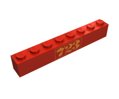 Brick 1 x 8 with Gold '723' Pattern (Embossed)