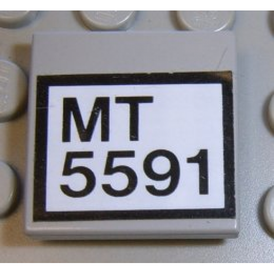 Tile 2 x 2 with 'MT 5591' Pattern (Sticker) - Set 5591