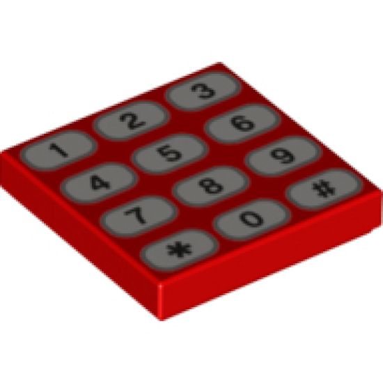 Tile 2 x 2 with Phone Keypad with Tan Buttons and Black Numbers Pattern