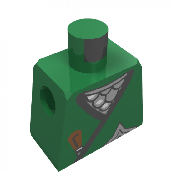 Torso Castle Ninja Wrap, Dark Gray Dagger, Gold Star, Gold Scale Mail Pattern / Green Arms / Yellow Hands