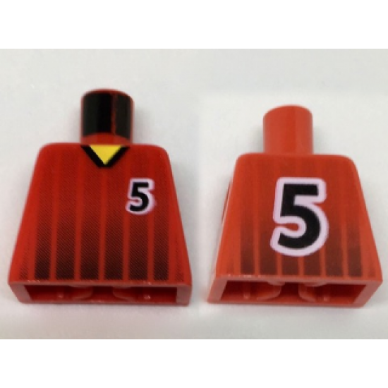 Torso Soccer Black Fading Stripes and No. 5 Front and Back Pattern