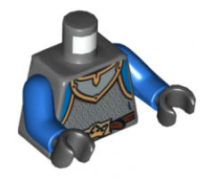 Torso Castle King's Knight Scale Mail, Crown Belt Pattern / Blue Arms / Black Hands