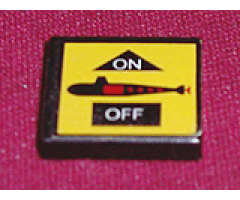 Tile 2 x 2 with Black Submarine on Yellow Background Pattern (Sticker) - Set 8480