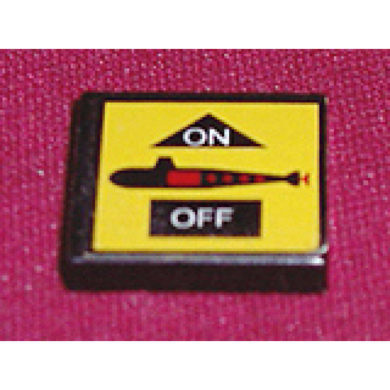 Tile 2 x 2 with Black Submarine on Yellow Background Pattern (Sticker) - Set 8480