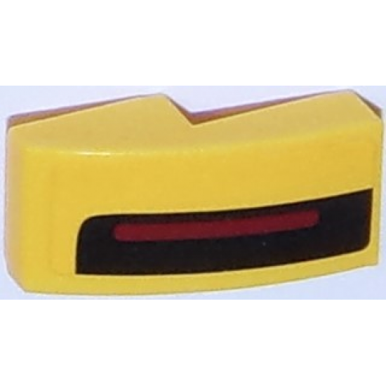 Slope, Curved 2 x 1 with Thin Red Stripe on Thick Black Stripe on Yellow Background Pattern Model Left Side (Sticker) - Set 75870