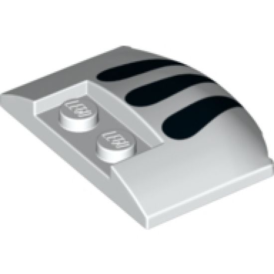 Wedge 3 x 4 x 2/3 Triple Curved with Three Black Lines Comma Claw Pattern