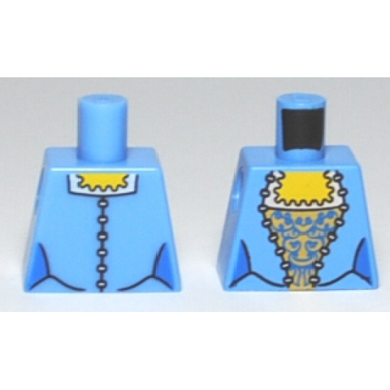 Torso Pirate Female Corset with Gold and Blue Pattern