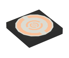 Tile 2 x 2 with Silver and Copper Circular Pattern
