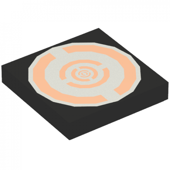 Tile 2 x 2 with Silver and Copper Circular Pattern