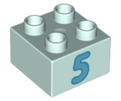 Duplo, Brick 2 x 2 with Number 5 Medium Azure Pattern