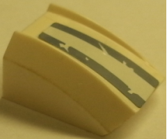 Slope, Curved 2 x 2 Lip with Sand Blue Stripes with Scratches on White Background Pattern (Sticker) - Set 70133
